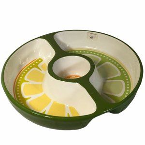 Midwest Chip & Dip Green Yellow 13" Ceramic Bowl
